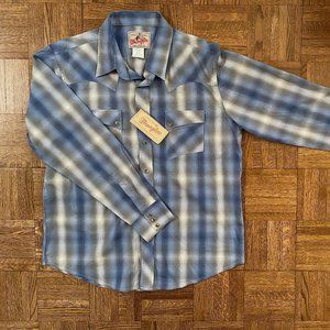 Blue Plaid Men's Wrangler Cowboy Shirt
